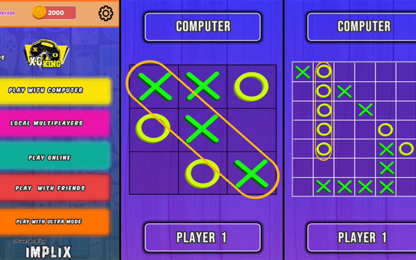 XOKing multiplayer tic-tac-toe game interface